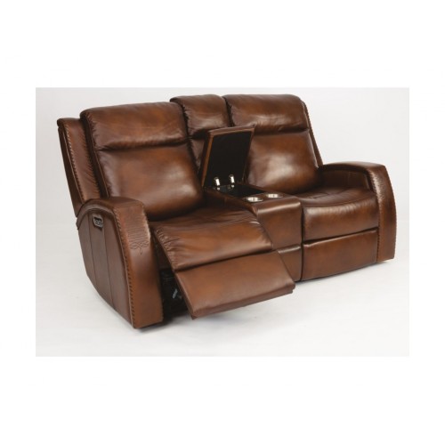 Mustang Power Reclining Loveseat with Console and Power Headrests